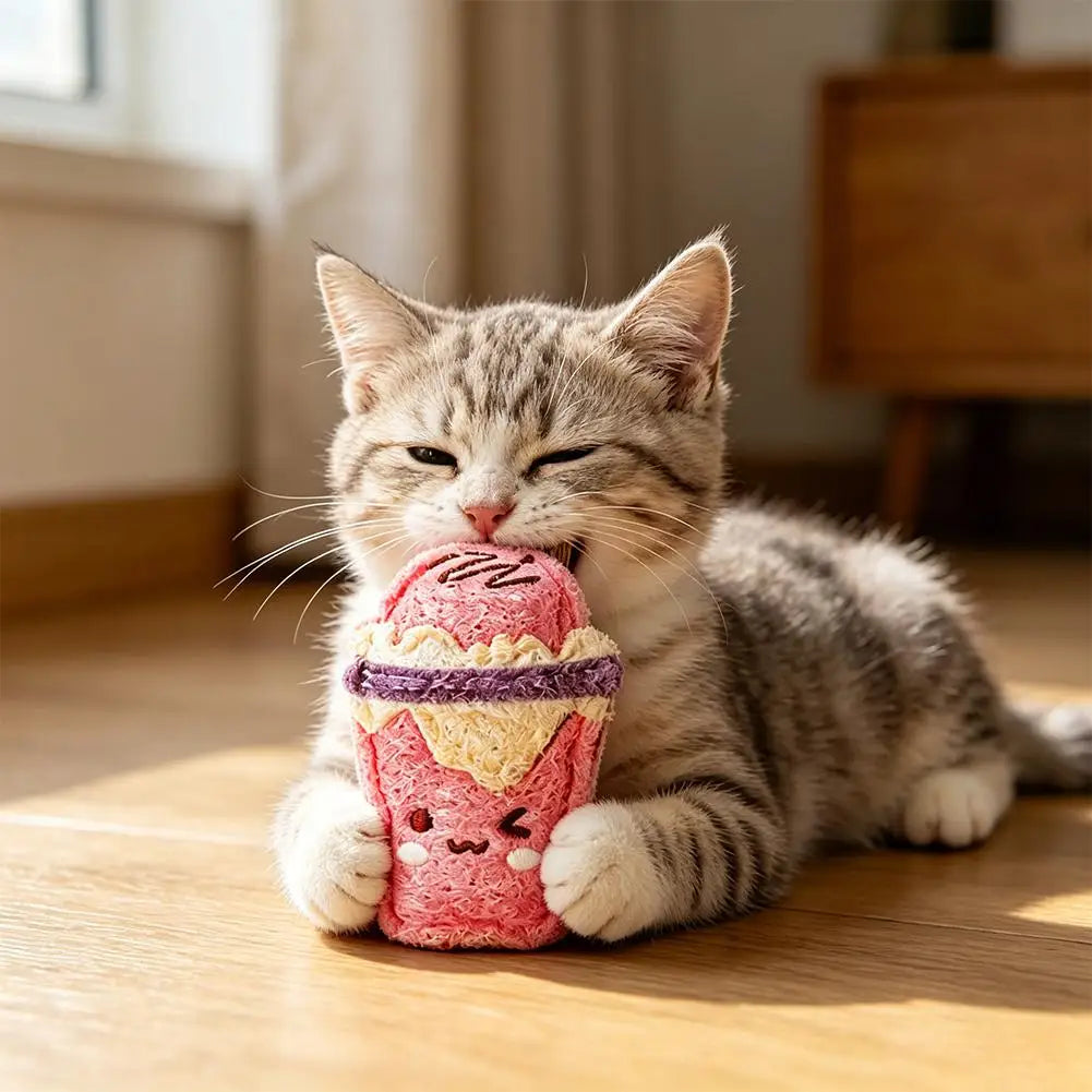 Natural Loofah Cat Chew Toy with Catnip & Silver Vine
