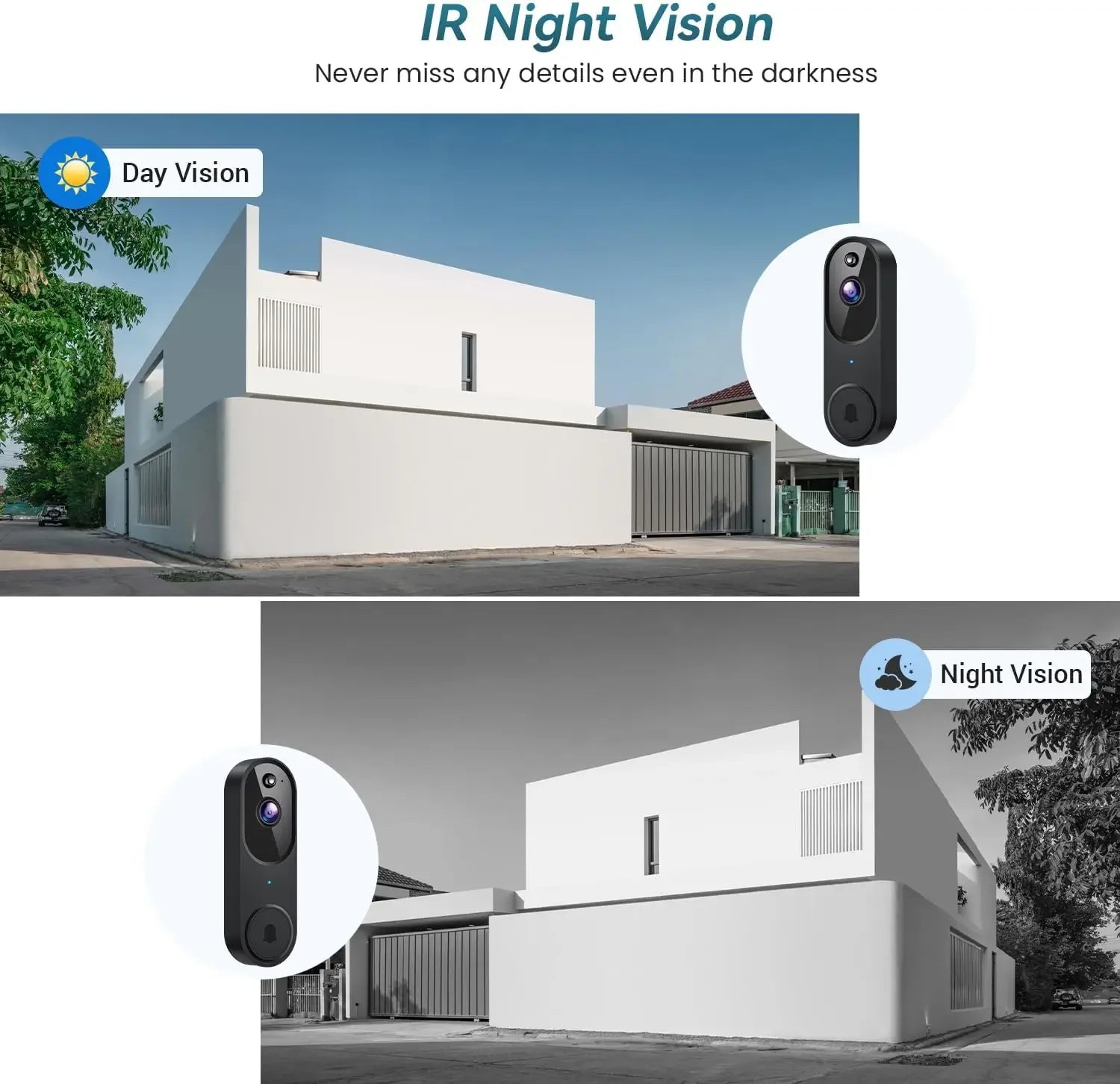 Wireless Video Doorbell Camera with Two-Way Audio, AI Motion Detection, Night Vision, Cloud Storage, 2.4G Wi-Fi Peaceful Pleasures Health and Wellness