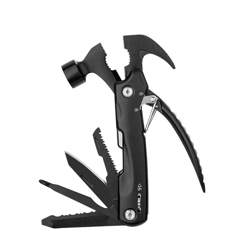 Multifunction Mini Sheep Horn Hammer Outdoor Camping Survival Gear Hammer Home Combination Tool Hammer Car Emergency Rescue Tool Peaceful Pleasures Health and Wellness black