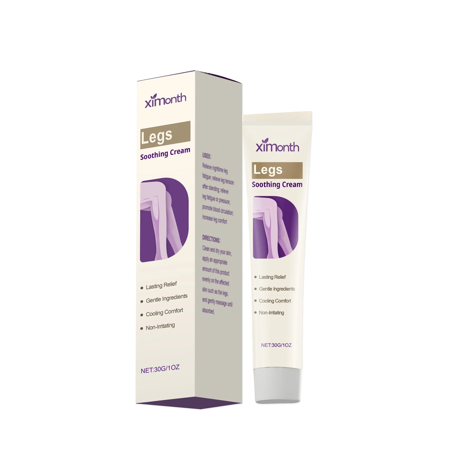 Leg Soothing Cream Relieve Muscle Pain Repair Leg Soreness Swelling Moisturizing Smoothing Refreshing Varicose Vein Relief Cream Peaceful Pleasures Health and Wellness 30g boxed