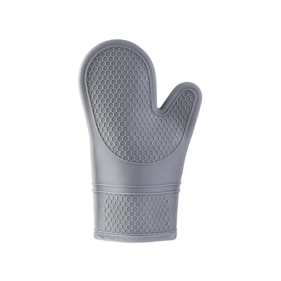 Silicone Oven Mitts 2PCS, Heat Resistant 500F Kitchen Mitts, 11.4" Soft Baking Gloves, for Kitchen Cooking Baking BBQ Peaceful Pleasures Health and Wellness GRAY