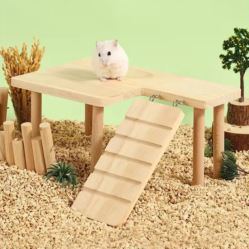 Hamster Wooden Ladder Climbing Toy | Small Pet Cage Accessory