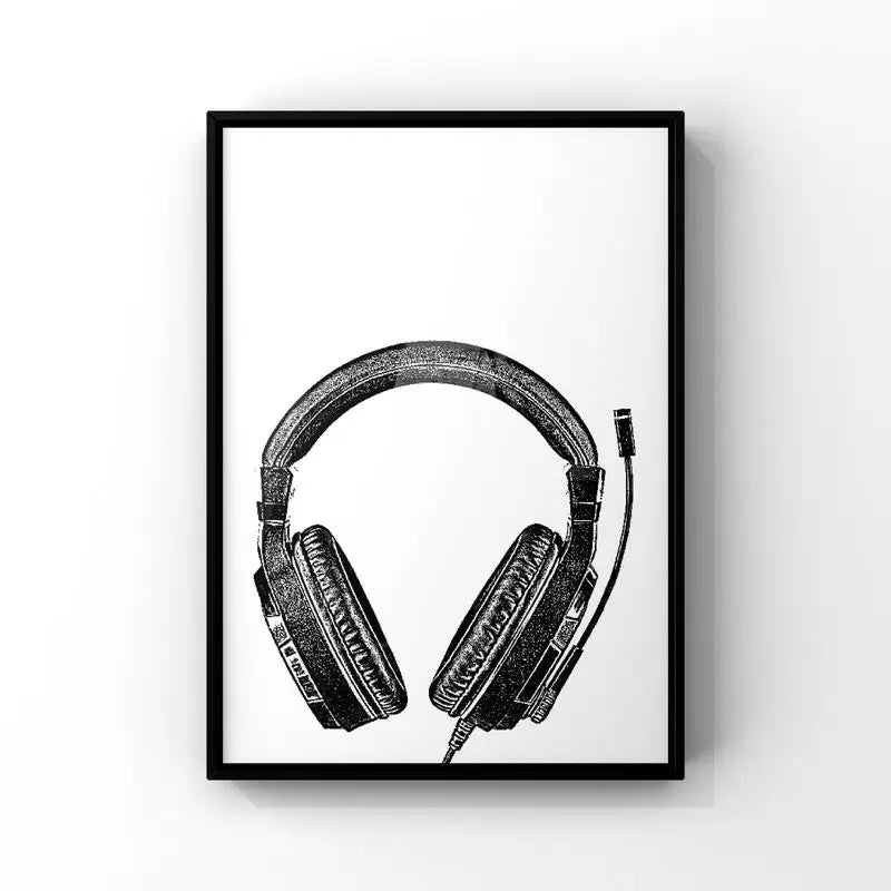 Black & White Gaming Canvas Wall Art – Unframed Gamer Poster