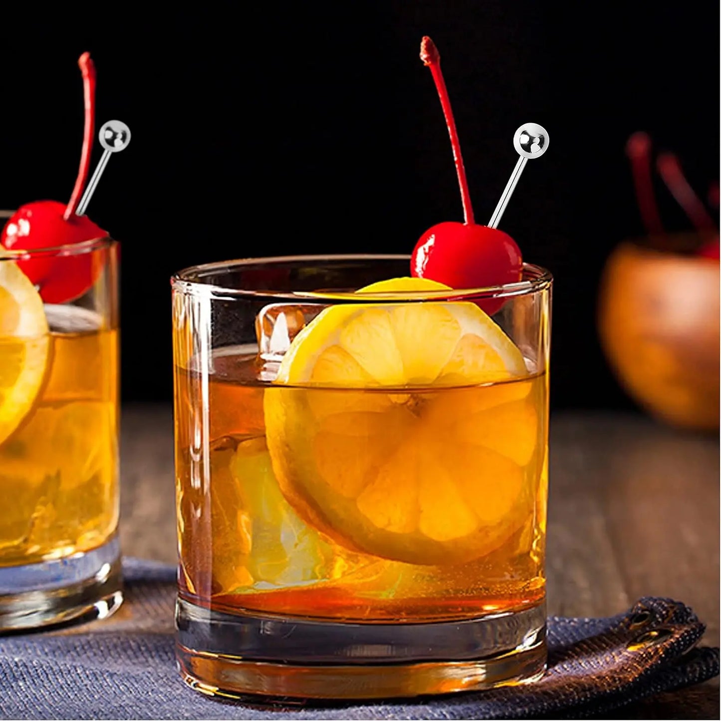 12Pcs Stainless Steel Cocktail Picks Bar Tools Drink Stirring Sticks Drinks Decoration Reusable Fruit Sticks Cocktail Picks Peaceful Pleasures Health and Wellness