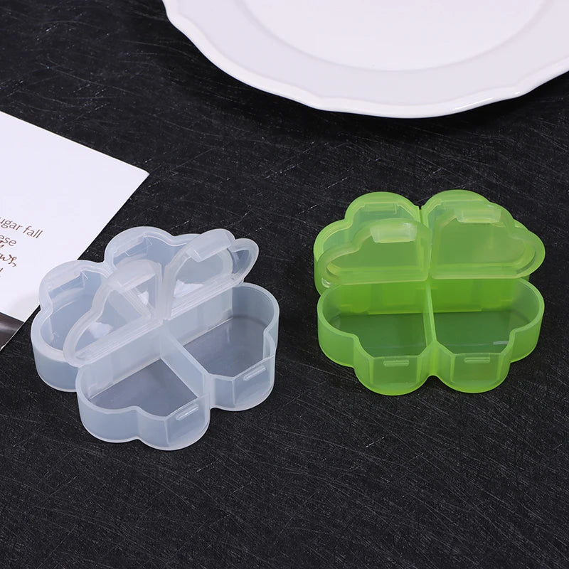 Four-Leaf Clover 4-Grid Portable Pill Organizer Box