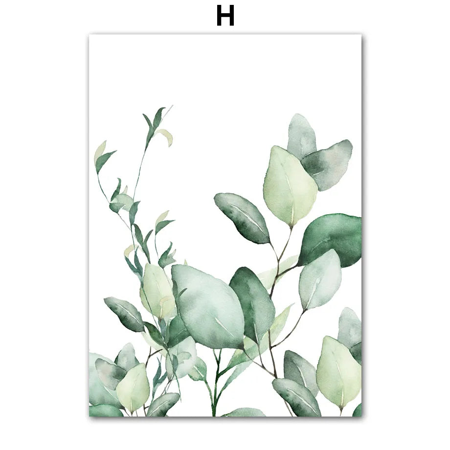 Palm Leaf Nordic Canvas Wall Art | Spring Green Botanical Print