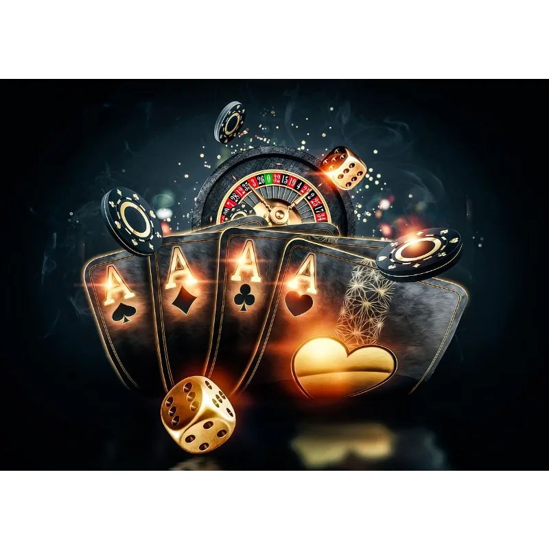 Casino Poker Dice Roulette Slots Gambling Poster Modern Print Canvas Painting Wall Art Picture for Club Living Room Home Deco Peaceful Pleasures Health and Wellness 3 20x30cm Unframed
