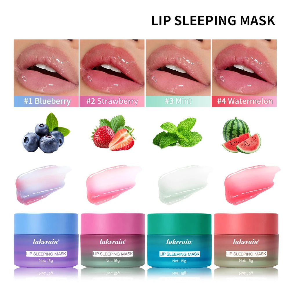 Blueberry Lip Sleeping Mask Overnight Dual Color Hydration For Dry Cracked Skin Reduces Fine Lines Moisturizing Nourish Lip Care Peaceful Pleasures Health and Wellness 4pcs 1set