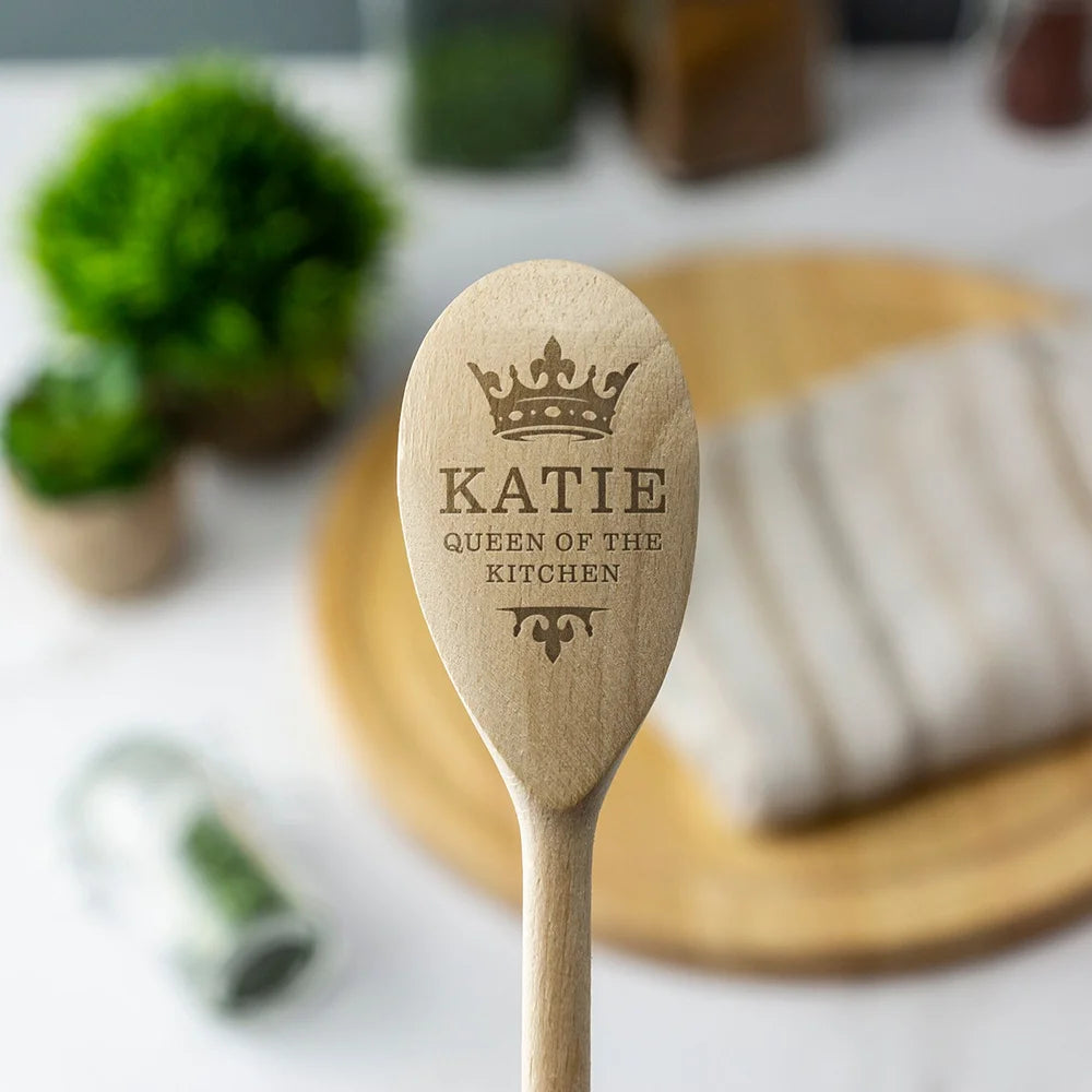 Custom Name Engraved Wooden Spoon Baker Chef Star Baking Cooking Supplies Birthday Christmas Housewarming Kitchen Decor Gift Peaceful Pleasures Health and Wellness