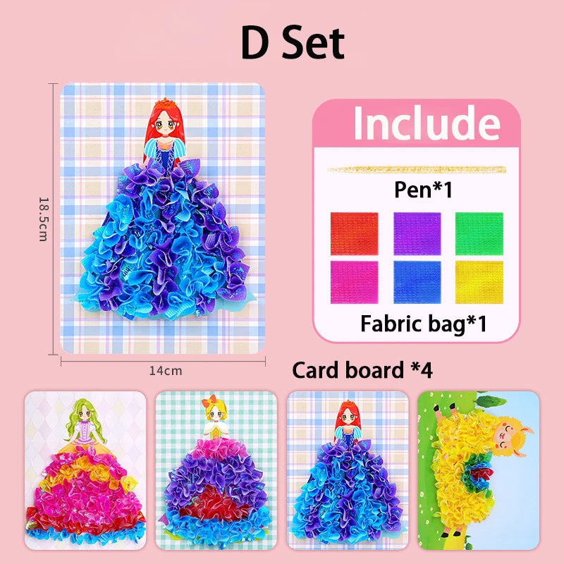 Funny Poke Puncture Painting Fabric Art Frenzy Kids Girls Cartoon
