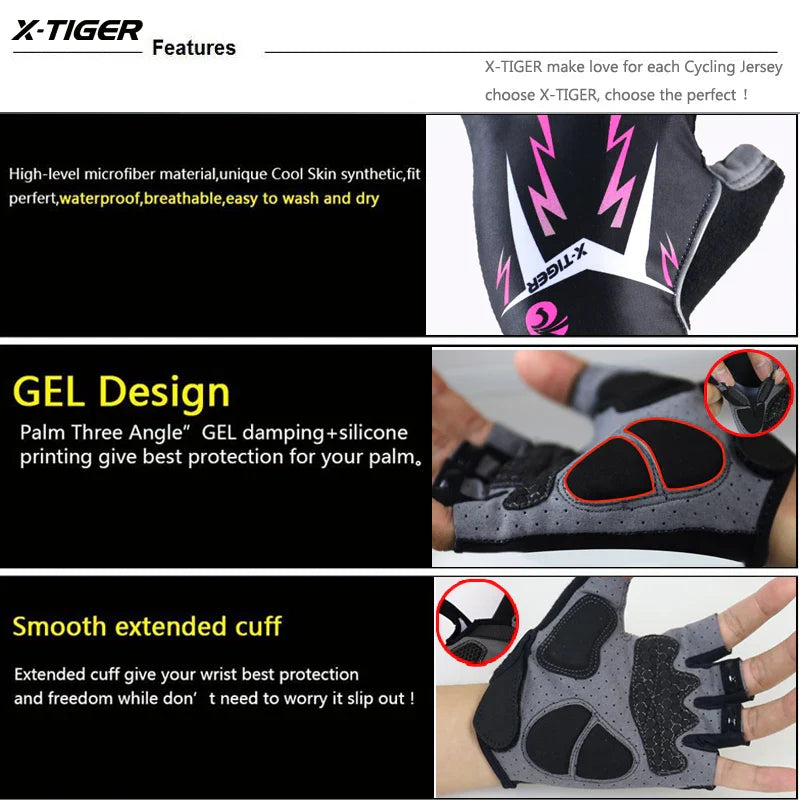 X-TIGER Half Finger Cycling Gloves – MTB, Gym & Riding