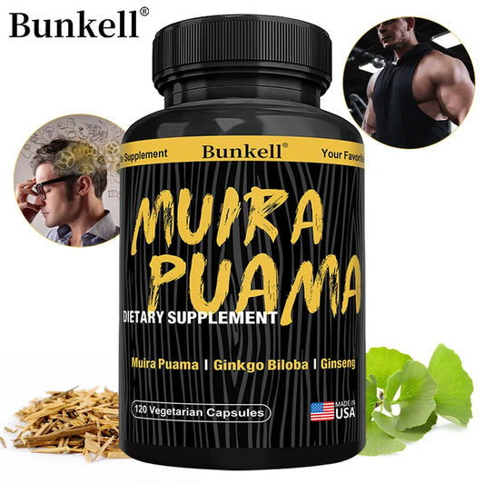 Muira Puama Extract 250mg Capsules with Ginkgo, Ginseng & Ashwagandha - Men’s Health, Energy Balance, Stamina Support, Non-GMO Peaceful Pleasures Health and Wellness