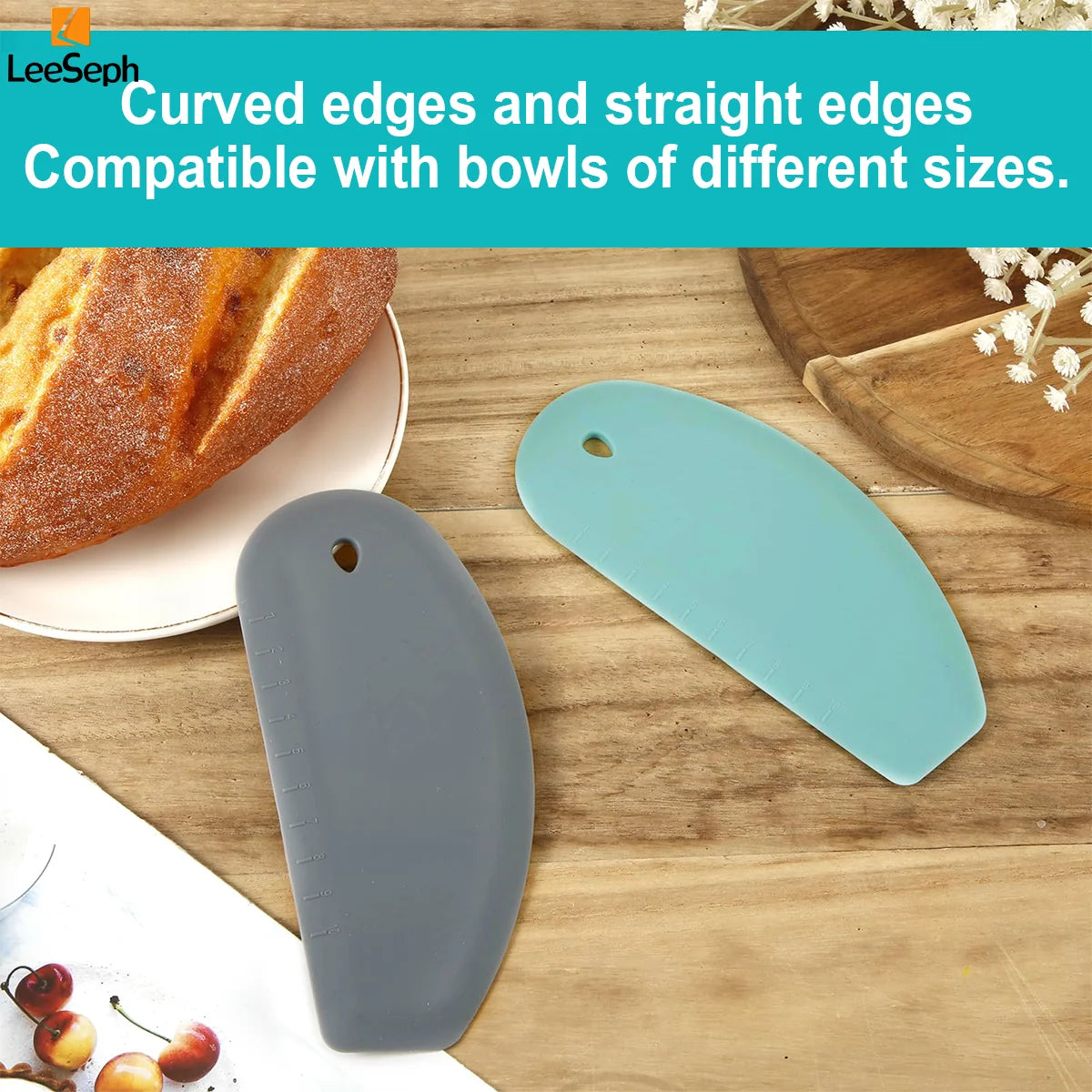Silicone Dough Scraper, Bowl Scraper， Dough Cutter for Bread Dough Cake, Flexible Multipurpose Kitchen Pastry Cutter Tool Peaceful Pleasures Health and Wellness