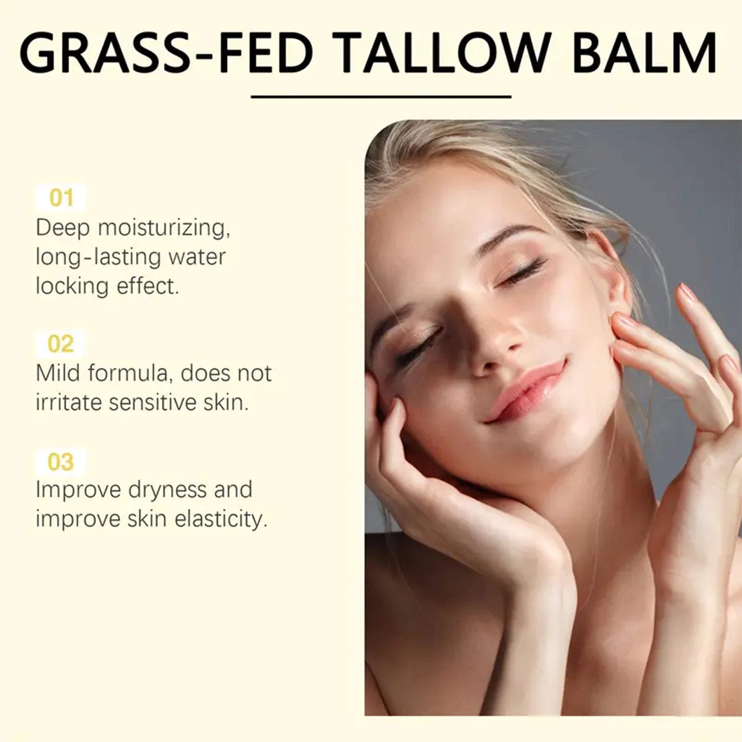 Grass-Fed Tallow Balm – Bee Venom & Caffeine Unscented Cream