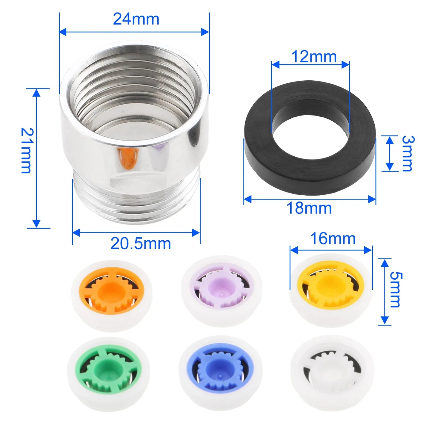 8-Piece Shower Flow Restrictor Kit 1.2–2.5 GPM | Water Saver
