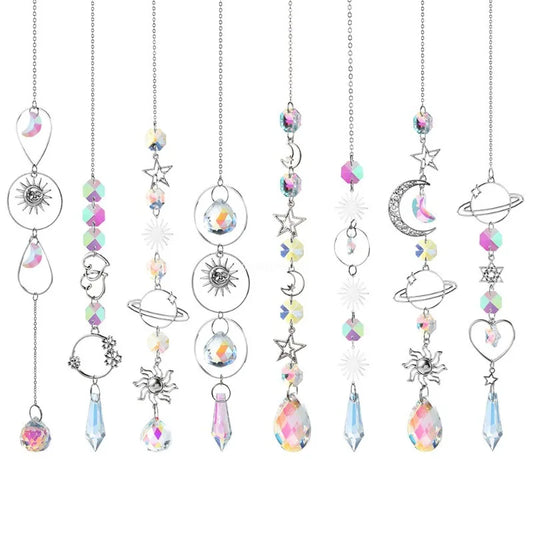 1pcs Crystal Wind Chime Pentagram Sun Catcher Prisms Pendant Dream Catcher Rainbow Chaser Hanging Drop Home Garden Decor Peaceful Pleasures Health and Wellness