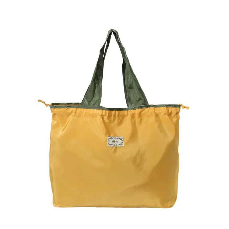 Foldable Reusable Grocery Bag | Oxford Shoulder Tote Reusable Tote Bag Peaceful Pleasures Health and Wellness YELLOW