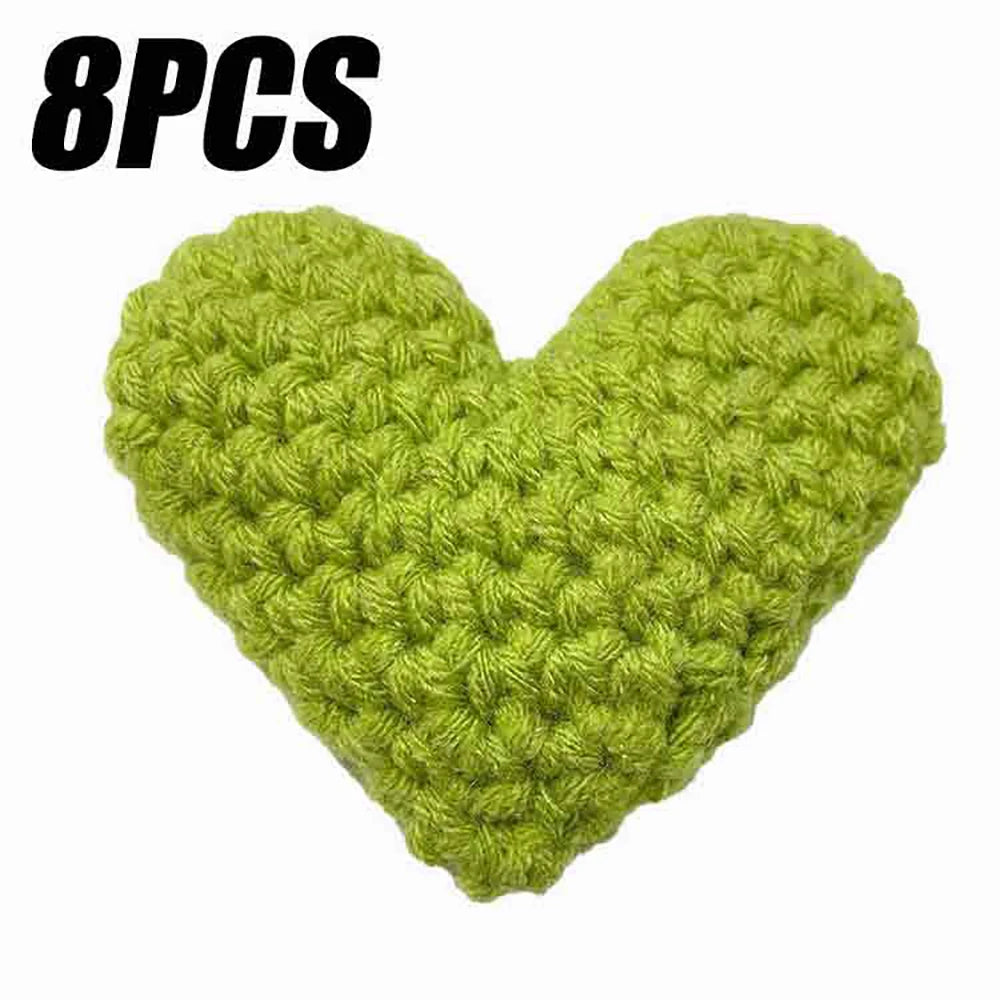 Handmade Crochet Heart Appliques 8 Pcs | Wool DIY Craft Hearts