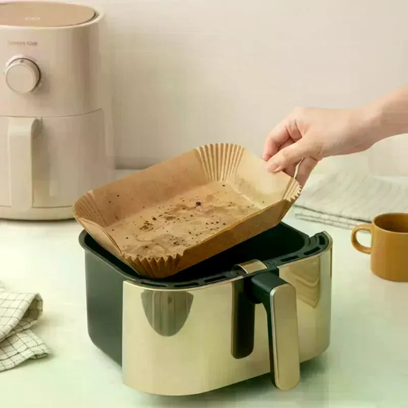50pcs Rectangle Air Fryer Liners Non-Stick Disposable Parchment