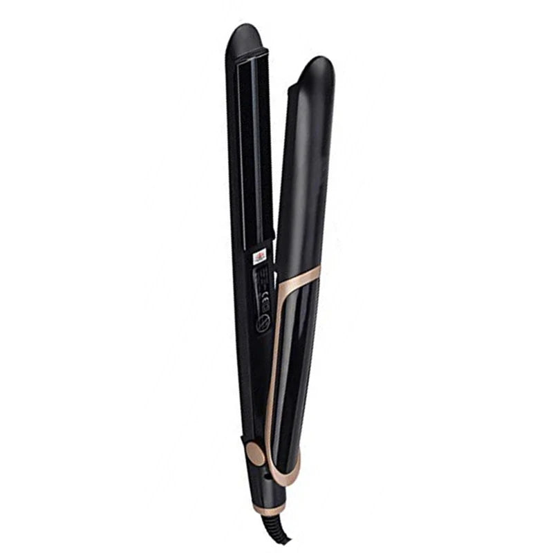 Salon Grade Ceramic Plate Hair Straightener LCD Display Tourmaline Infrared Multi-Temperature Electric for Peaceful Pleasures Health and Wellness black 100V-240V EU Plug