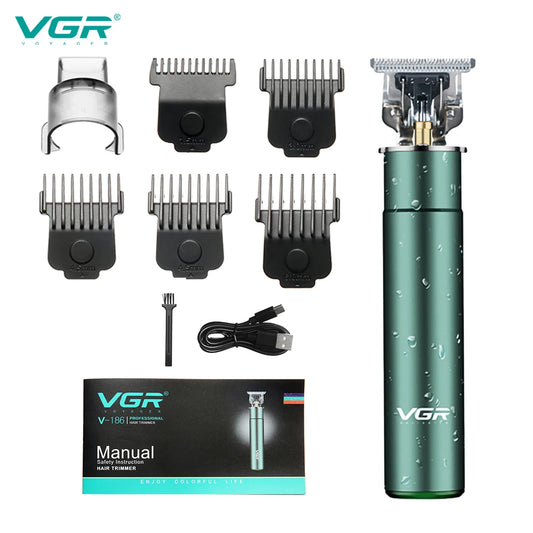 VGR 186 Hair Clipper Barber Professional Personal Care Rechargeable Electric Engraving T-shaped Blade USB Metal Washing VGR Peaceful Pleasures Health and Wellness 186 usb