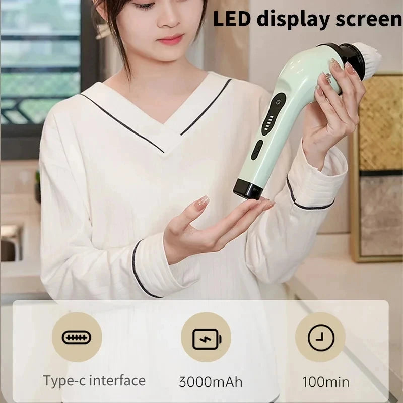 9-in-1 Electric Cleaning Brush Electric Spin Cleaning Scrubber Electric Cleaning Tools Parlour Kitchen Bathroom Cleaning Gadgets Peaceful Pleasures Health and Wellness