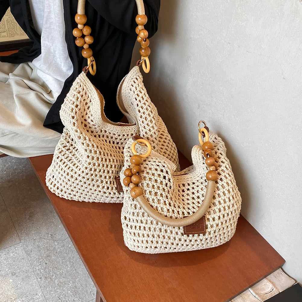 Mesh Woven Beach Crossbody Bag | Adjustable Strap, S & L Peaceful Pleasures Health and Wellness
