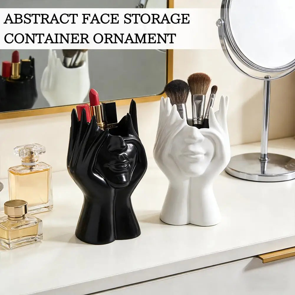 Abstract Face Sculpture Desk Organizer for Modern Spaces Peaceful Pleasures Health and Wellness