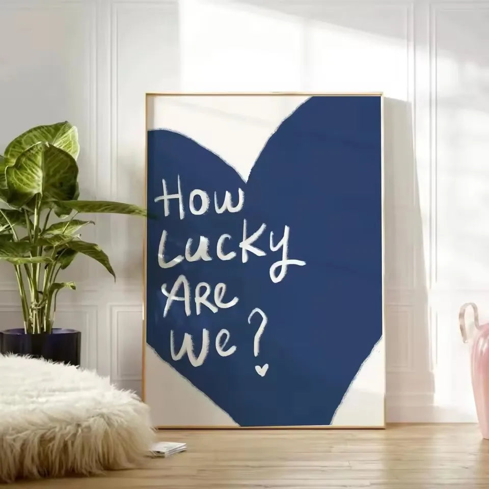 1 Piece Frameless Red Love Heart How Lucky Are We Poster Canvas Painting Modern Print Wall Art Bedroom Home Decor Valentine Gift Peaceful Pleasures Health and Wellness ZLH2857 100x150cm No Frame