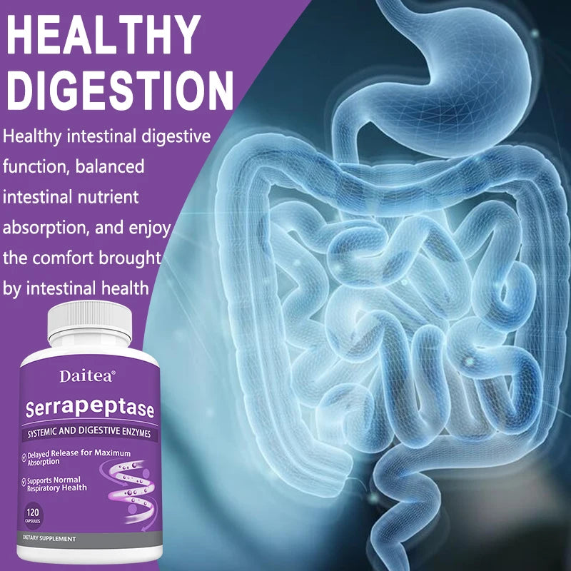 Serrapeptase with Digestive Enzyme, Extra Strength Supplement, Supports Healthy Cellular Function, Gut Health, Digestion Peaceful Pleasures Health and Wellness
