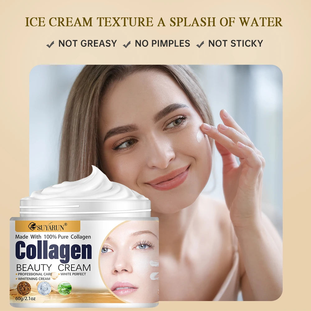 SUYARUN Collagen Face Cream Anti-Aging Firming And Moisturizing with Hyaluronic Acid for All Skin Types. Peaceful Pleasures Health and Wellness
