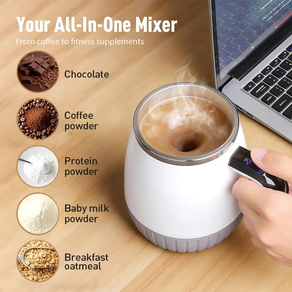 Self-Stirring Mug 6500 RPM | LCD Temp Display, USB-C