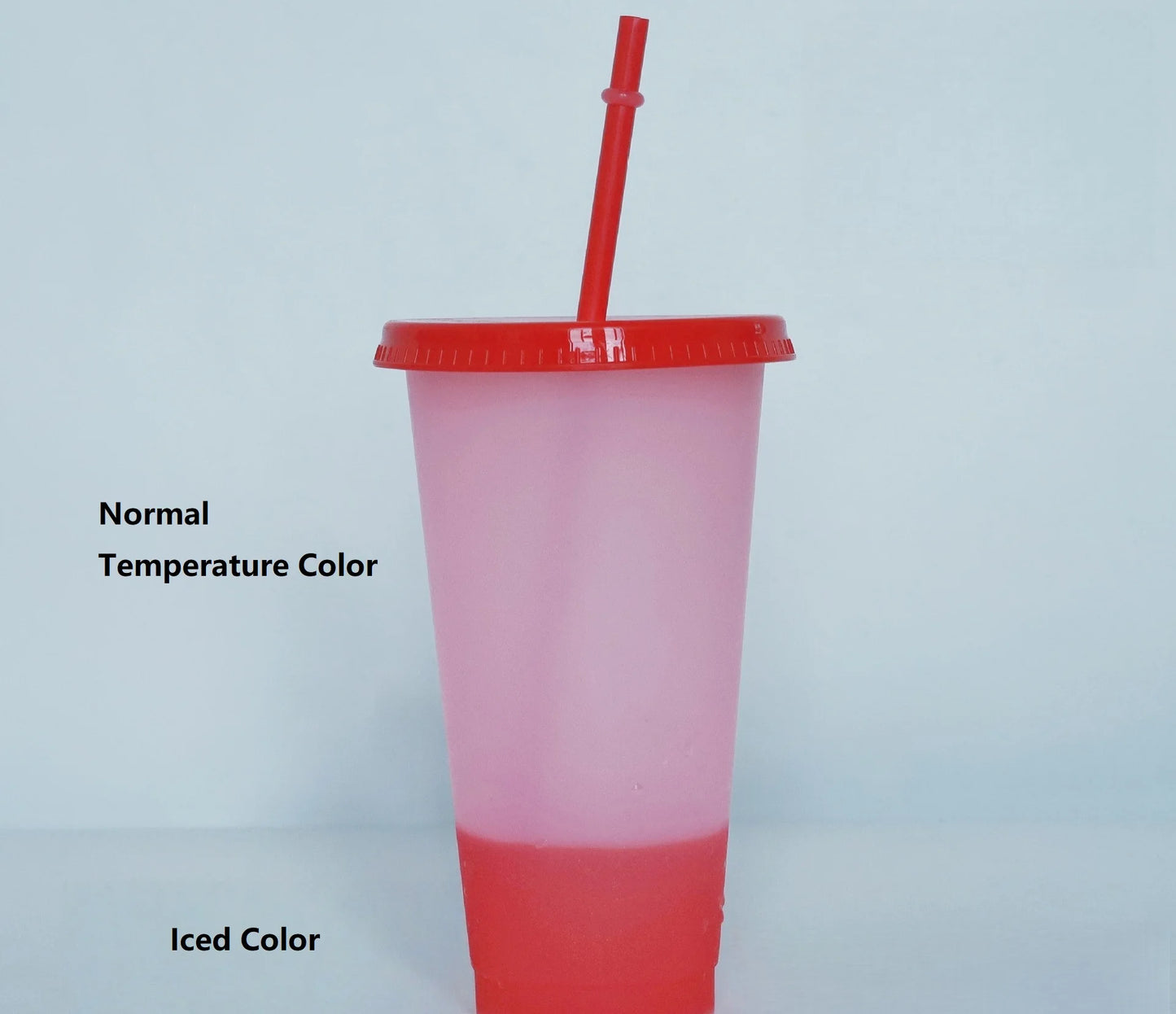 5PCS Plastic Cute Cold Cups with Lids and Straws for Iced Coffee 24 oz Color Changing Reusable for Adults Kid Women Party Peaceful Pleasures Health and Wellness 5pcs Red