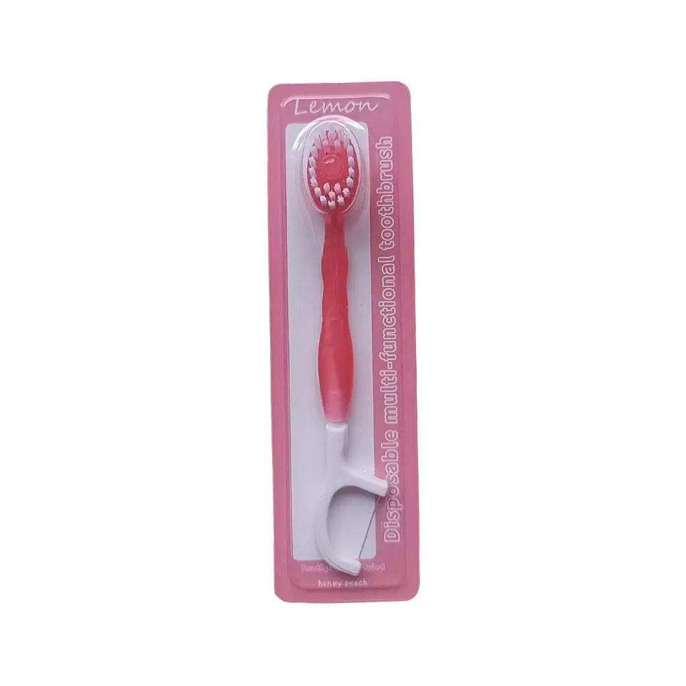 5 in 1 Bursting Bead Toothbrush Disposable Toothbrush with Toothpaste Tongue Scraper Flosses Kit refreshing Mint Bead Travel Peaceful Pleasures Health and Wellness G