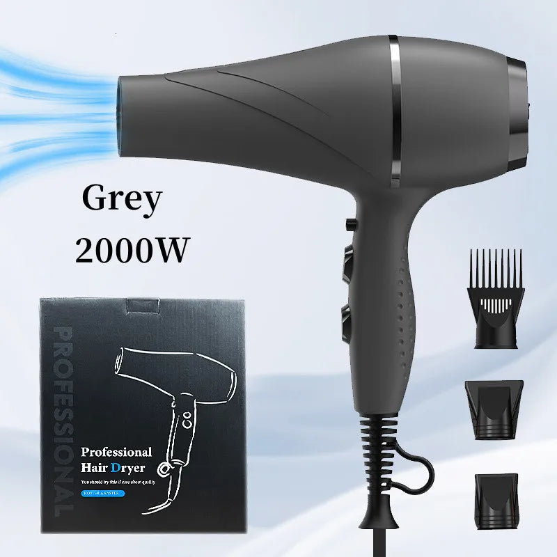 2025 Amazon's Same High-Speed Hair Dryer 2400W High-Power Quick Drying Hair Salon Dedicated Hair Dryer New Product Peaceful Pleasures Health and Wellness Gray -2000W EU