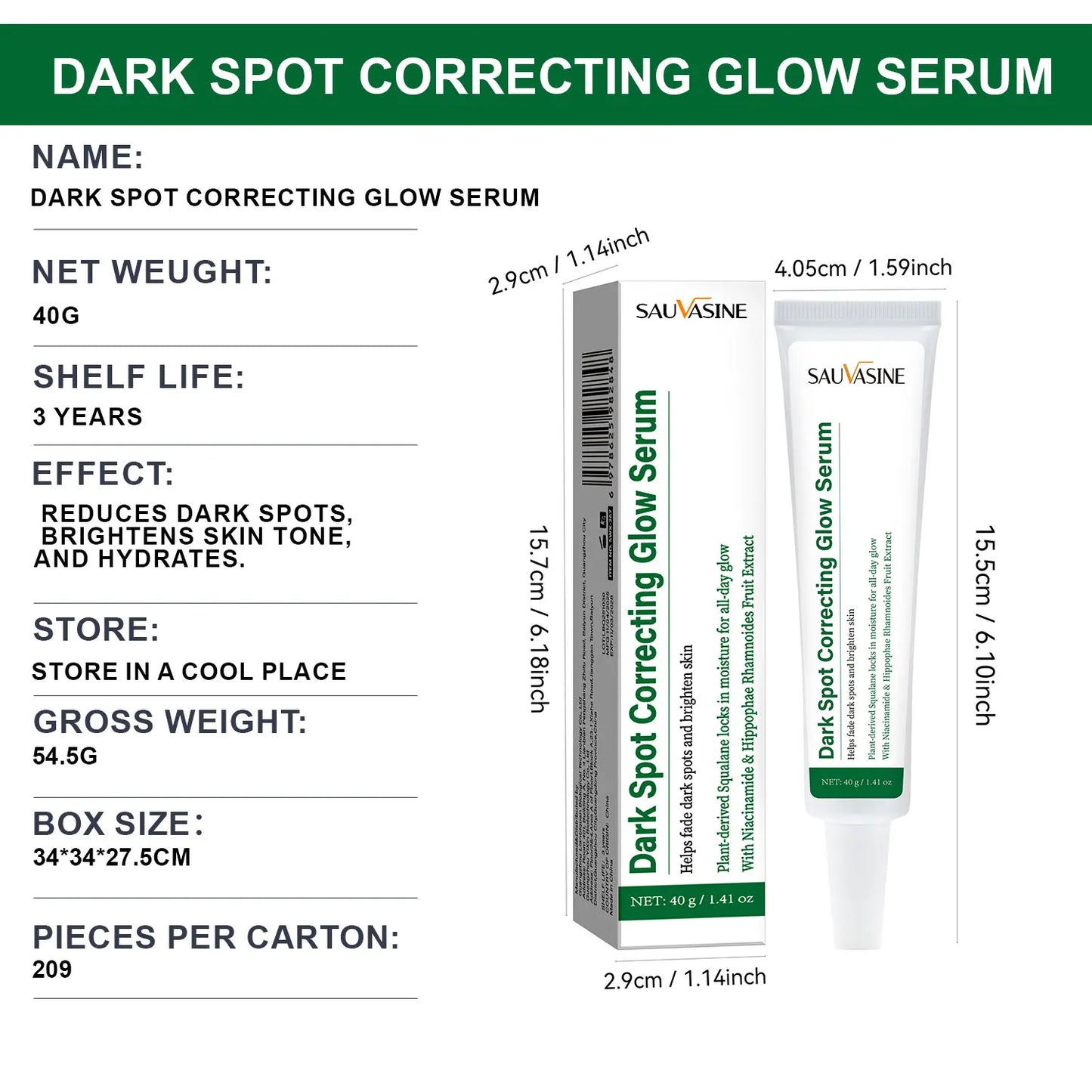Dark Spot Correcting Glow Serum Brighten Skin Tone 5% Niacinamide Lightens Dark Spot Skin Care Serum for Face 40g Peaceful Pleasures Health and Wellness