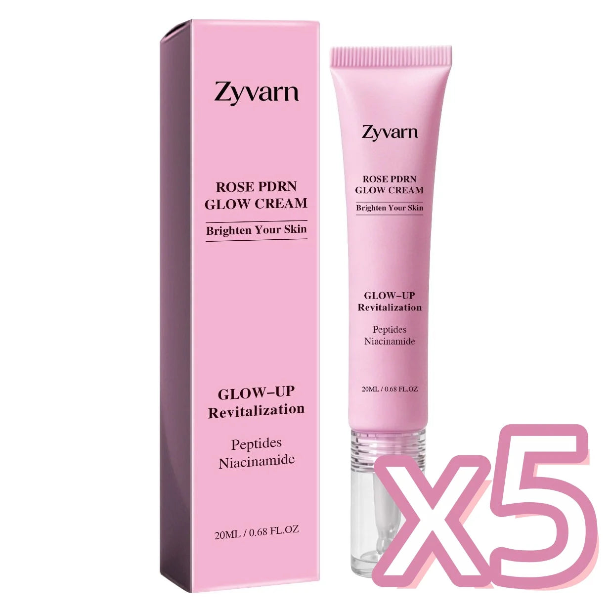 Pure Rose PDRN Glow Boost Cream Rejuvenating Long-lasting Hydration for Natural Radiant Skin Nicotinamide & Peptide Facial Cream Peaceful Pleasures Health and Wellness 20g Boxed x 5