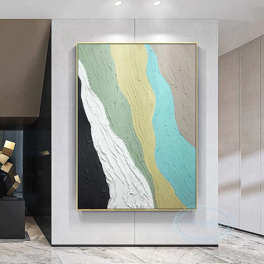 Colorful Textured Canvas Poster Abstract Wall Art Oil Painting Handmade Acrylic Mural Living Room Bedroom Aisle Decor Picture Peaceful Pleasures Health and Wellness