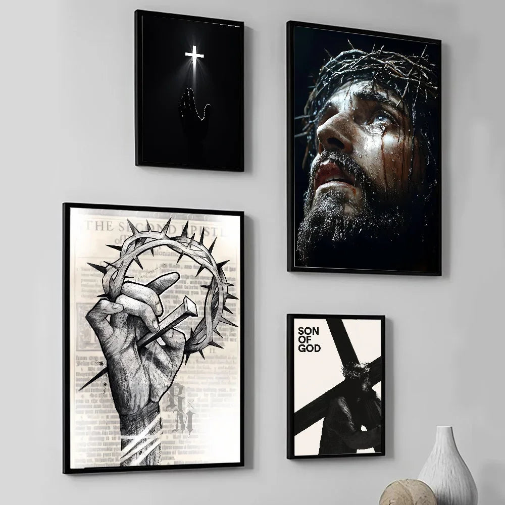 1pc frameless Son of God Jesus Cross Holy Light Wall Art, HD Canvas Print Poster, Suitable for Home, Living Room, Room Decoratio Peaceful Pleasures Health and Wellness