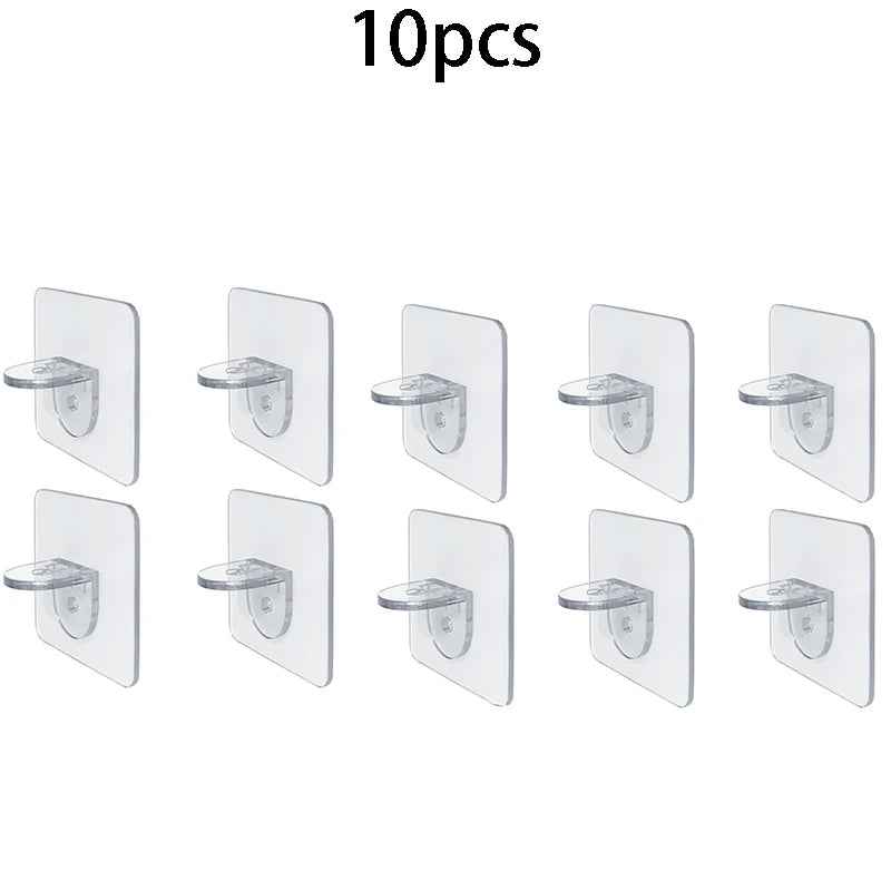 5/10/20pcs Non-perforated Layer Board Hook Self-adhesive Wardrobe Shelf Support Clip Wall Hanger Sturdy Multi-functional Bracket Peaceful Pleasures Health and Wellness 10PCS