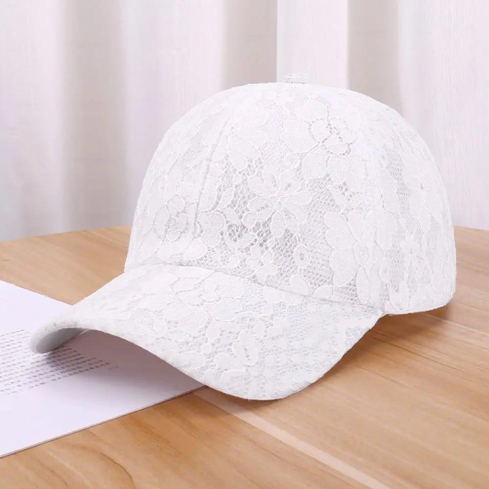 Floral Lace Baseball Cap – Breathable Mesh Sun Hat for Women