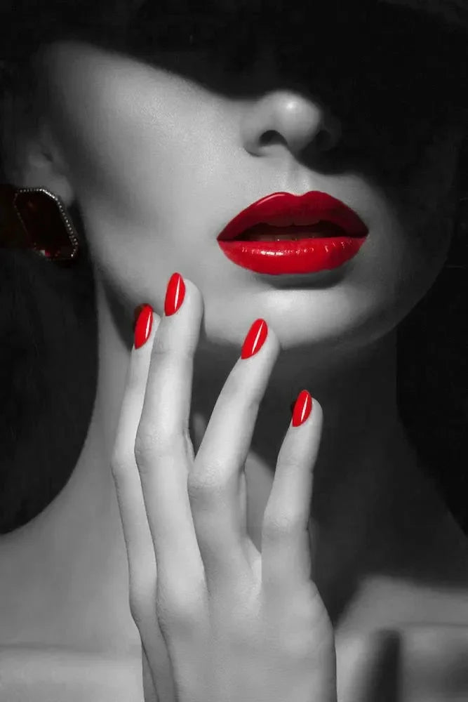 Red Lips Makeup Women Canvas Wall Art | Modern Fashion Print