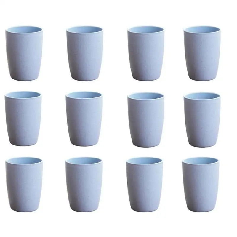 12-Pack Wheat Straw Mouthwash Cups – Kids & Adults Travel Cup Wheat Straw Cups Peaceful Pleasures Health and Wellness Blue 12pcs