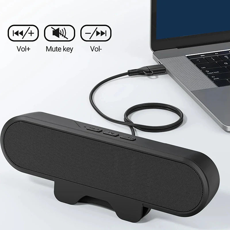 AyeBeau Mini USB Wired Soundbar Speaker for PC, TV & Laptop