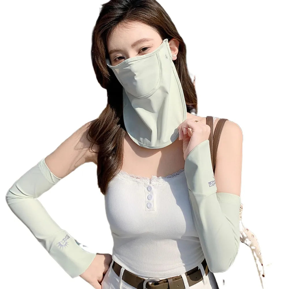 UPF 50+ Sun Protection Set – Mask & Arm Sleeves Peaceful Pleasures Health and Wellness Green