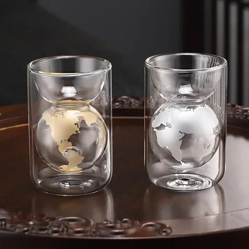 Double Layer Insulated Glass Water Cup Home Anti Scald Creative Earth Cup Men's and Women's High-end Personal Tea Cup Peaceful Pleasures Health and Wellness
