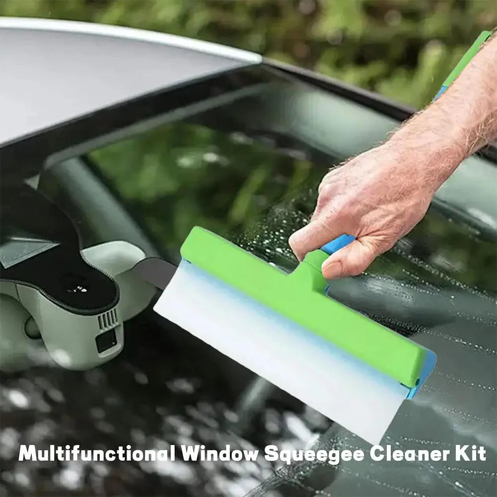 12-Inch Recyclable Silicone Window Squeegee Kit Single Ultrafine Fiber Cloth Cover Car Cleaning Tool Glass Cleaning Gadget Peaceful Pleasures Health and Wellness