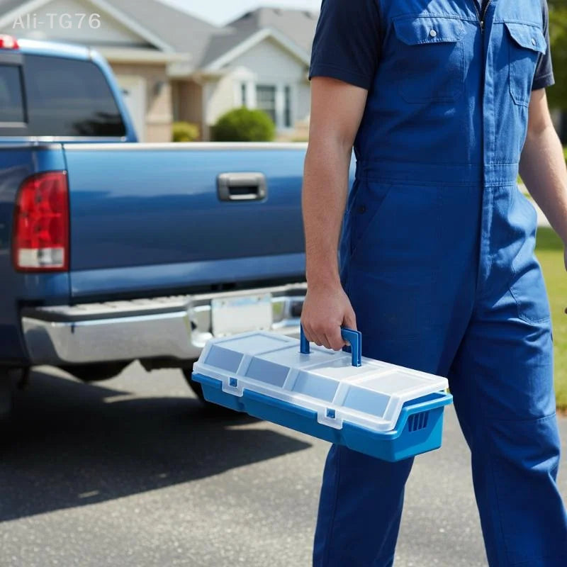 4-Compartment Plastic Screw & Parts Organizer Box with Lid