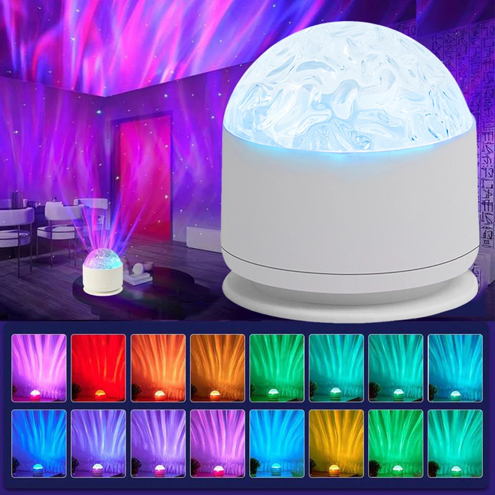 16-Color Aurora Water Ripple Projector Night Light | Remote LED Projector Night Light Peaceful Pleasures Health and Wellness