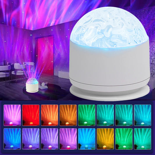 16-Color Aurora Water Ripple Projector Night Light | Remote LED Projector Night Light Peaceful Pleasures Health and Wellness